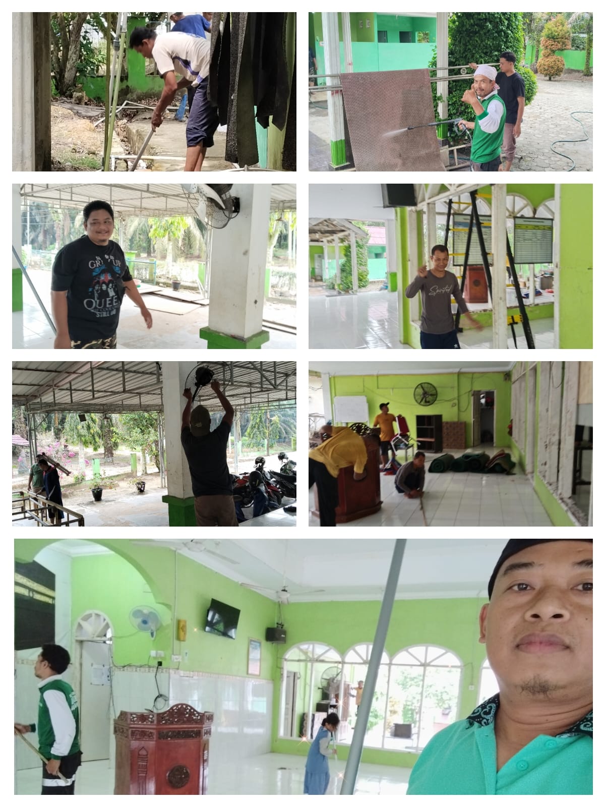 Gerakan Bersih-Bersih Masjid di Masjid Al Ikhlas, Kecamatan Koto Gasib — Aksi Penyuluh Agama Islam dan Pengurus Masjid