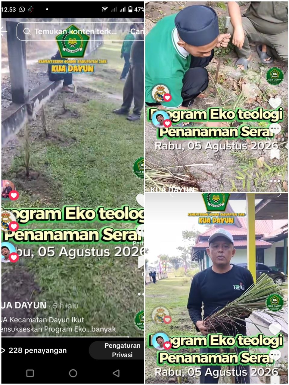 Gerakan Penghijauan di KUA Dayun, Kecamatan Dayun — Aksi Ka.KUA dan Staf