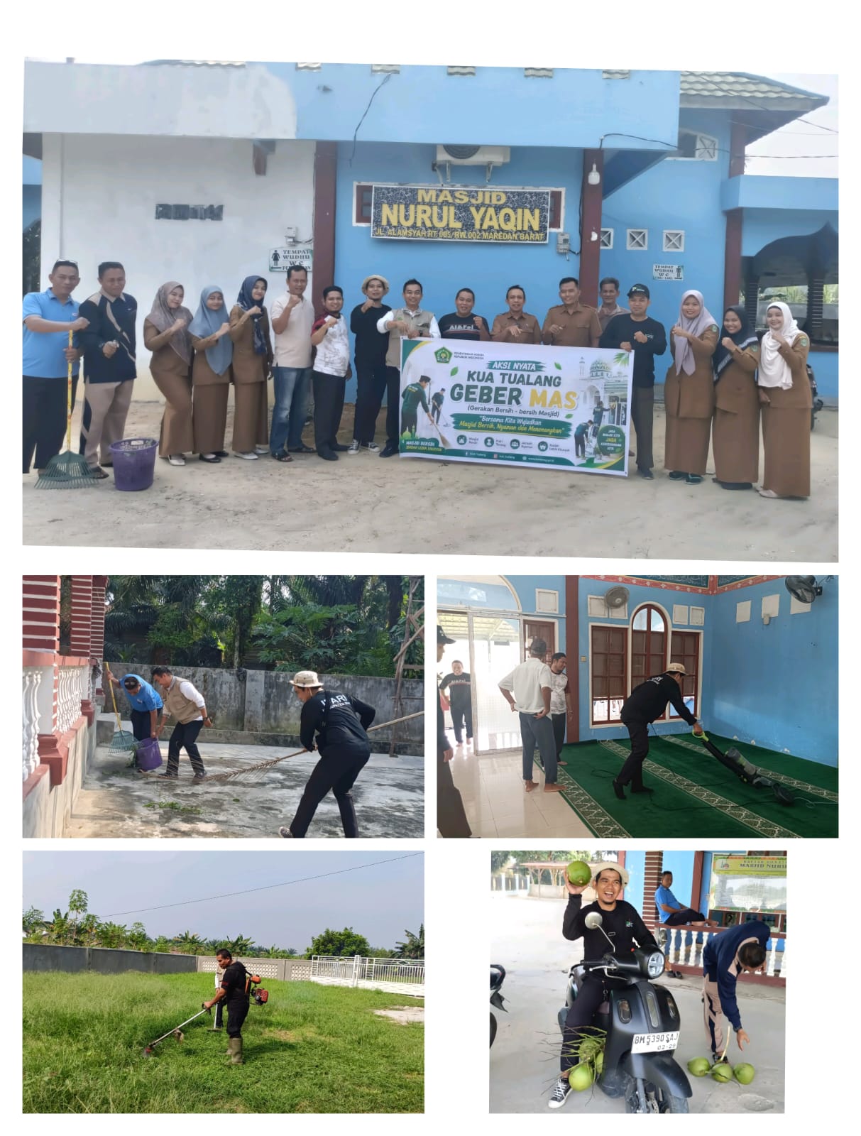 Dokumentasi kegiatan AKSI NYATA KUA TUALANG LAKSANAKAN GEBER MAS (GERAKAN BERSIH BERSIH MASJID) DI MASJID NURUL YAQIN KP.MAREDAN BARAT